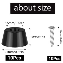 10PCS Rubber Feet, Round Cutting Board Rubber Feet, Non Slip Chopping Board Legs with Screws, Bumper Furniture Table Amplifier Speaker Cabinet Floor Protector Desk Printer Leg Pads D21*15*H12mm