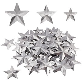 GORGECRAFT 90PCS 3 Sizes Metal Barn Star Rustic Three Dimensional Bulk Unfinished Magical Texas Sliver Stars 1 Inch 1.5 Inch 2 Inch for Patriotic 4th of July Wall Wreath Craft Farmhouse Decor