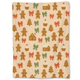 Gingerbread Cookie Blanket, Soft Lightweight Flannel Christmas Holiday Throw Blanket for Couch, Bed, Travel & Decor Gifts, Cozy Warm Fuzzy Festive Houses & Bows Blankets for Girls Women Kids 60×50 in