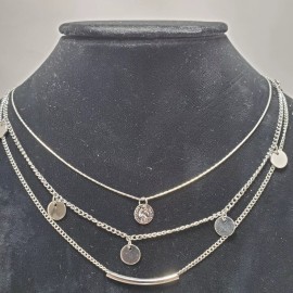 Taylor & Jade 3 row silver multi strand layered necklace NWT