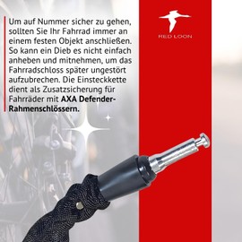 Red Loon BRI-950B Chain - Lock Extension Compatible with AXA Defender Frame Lock - Length 100 cm - 5 mm Hardened Steel Chain - Extension Chain for Second Security - Black Protective Case