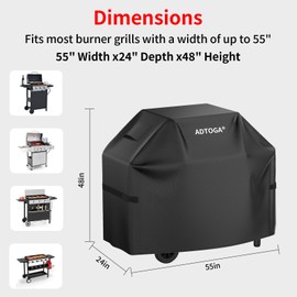 Grill Cover for Outdoor Grill, 55 Inch Heavy Duty 600D Waterproof BBQ Gas Grill Covers for Outside, UV & Fade Resistant, All Weather Protection Compatible for Weber Charbroil Nexgrill Kenmore Grills