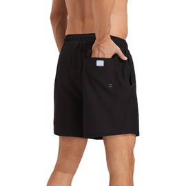 Roxdme Mens Swim Trunks with Compression Liner Quick Dry Beach Shorts with Zipper Pockets Black