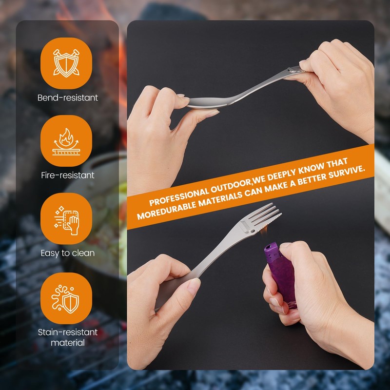 Inntobite 5-in-1 Multifunctional Outdoor Titanium Fork Spoon, Outdoor Barbecue, Kitchen