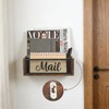 Mail Organizer Countertop, Rustic Farmhouse 2-Slot Wood & Iron Mail