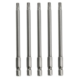 Utoolmart Torx Screwdriver Bits, 1/4 Inch Hex Shank Screwdriver Bits, T25 Magnetic Security Tamper Proof Bit, S2 Steel Torx Head Screw Driver Bit, 100mm Length, for Repair Work, 5 Pcs
