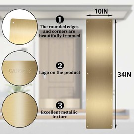 Door Kick Plate, Metal Kickplate for Bottom of Door,10x34 inch Aluminum Metal Plate Rounded Corners for Interior and Exterior Doors (Rushed Nickel)
