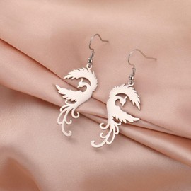 UYBNRK Phoenix Earrings for Women Phoenix Jewelry Stainless Steels Dangle Earrings for Women Unique Animal Earring