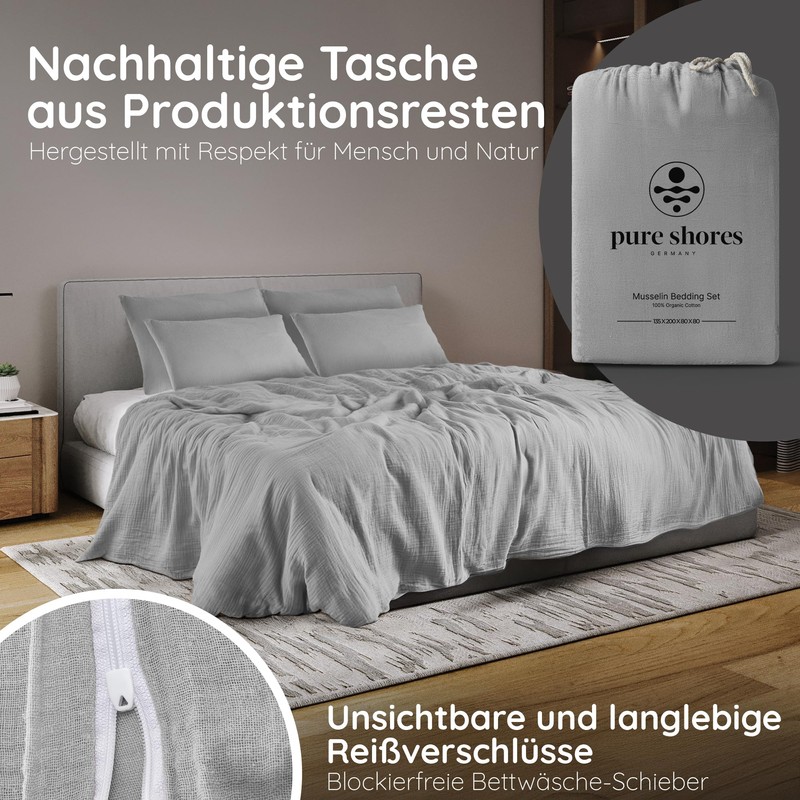 pure shores - Muslin Bed Linen Pillow 80 x 40