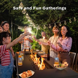 Ciays 42 Inch Gas Fire Pit Table, 60,000 BTU Propane Pits for Outside with Steel Lid and Lava Rock, 2 in 1 Firepit Table Gatherings Parties on Patio Deck Garden Backyard, Black