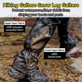 HIKEMAN Hiking Snow Leg Gaiters - Adjustable Outdoor Walking Gaiters,Waterproof Boot Gaiters for Mountain Biking,Climbing,Outdoor Activities Protection Against Snow Rain Mud Wind (Coffee color, L)