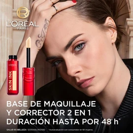 L'Oréal Paris Infallible Skin Ink Base de maquillaje y corrector 2 en 1 de larga duración y resistente a transferencias, tono 20, 15ml