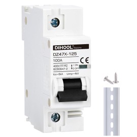 DIHOOL AC/DC Miniature Circuit Breaker,Single Pole 100 Amp,12V-400V,Non Polarized,Solar Disconnect Switch,DIN Rail Mount