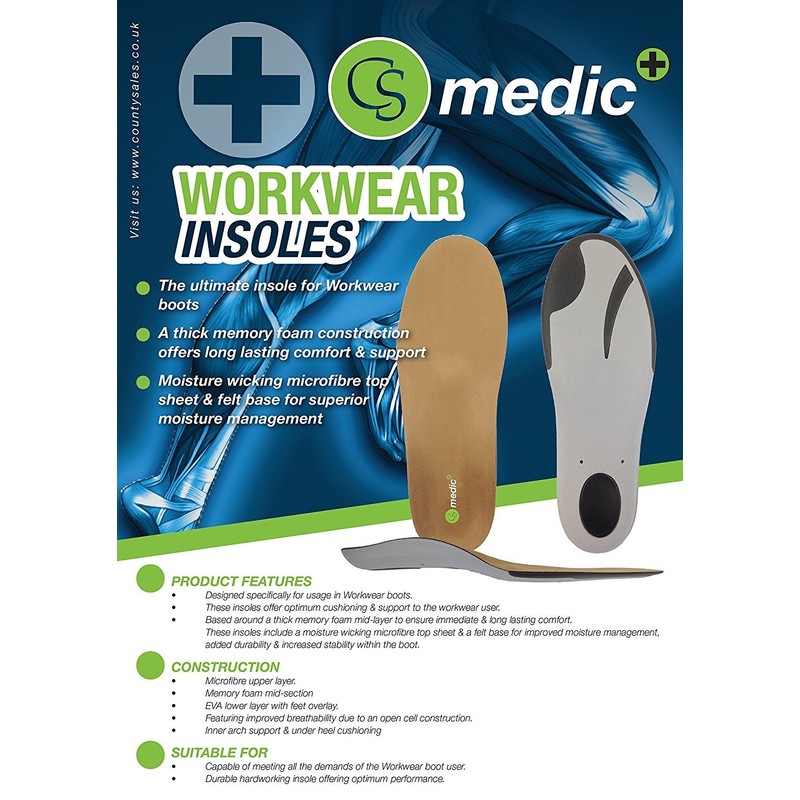 CS MEDIC , Unisex Adult Orthotic Insoles - brown, size: