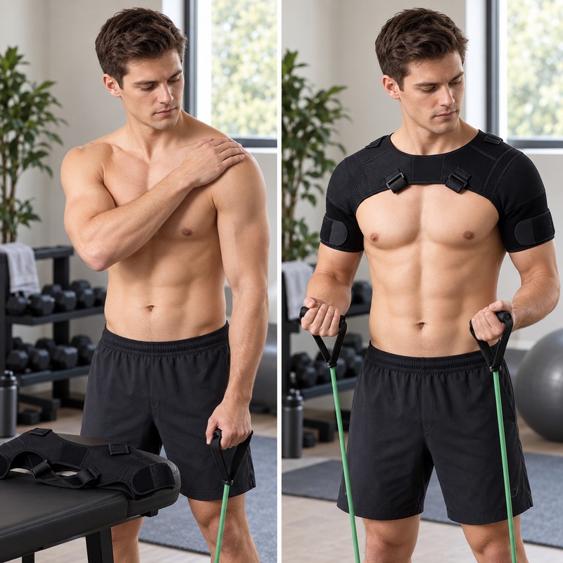 Adjustable Double Shoulder Brace – Breathable Neoprene Compression Support with