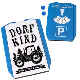 Dorfkind Tractor Parking Disc with Saying Village Child and Proud Drauf Farmer Vintage Tractor Car Driver Punishment Ticket Protection Statement