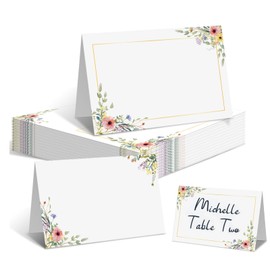 50 Pcs Wedding Place Cards, Flower Name Cards for Table Setting, Wedding Name Card, Seating Placement Tags, Table Place Card for Birthday Christmas Party Decors