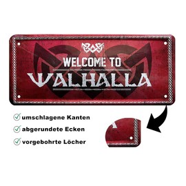 Blechschilder Funny saying "Welcome to Walhalla" decorative metal sign house entrance sign door sign gift idea door funny gift for birthday or Christmas 28 x 12 cm