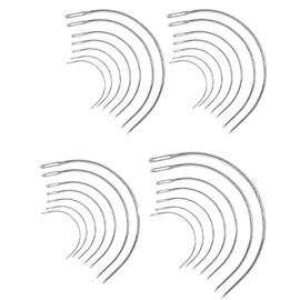 KEQAR 28 Stück gebogene Nadeln gebogene Nadeln feine Nadeln Polsternadeln Sattelnadeln Perücke C gebo gene Nadeln runde Ledersattelnadeln Nähnadeln Ledernähnadeln 7 Größen