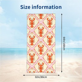 Lobster Fluffy Oversized Beach Towels 32x64 Inch,Soft Thick Microfiber Bath Towels Absorbent Quick Dry for Kids,Men,Women,Boys,Girls