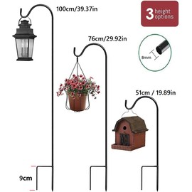 EMAGEREN 2 PCS Shepherd Hooks Adjustable Height Garden Hooks 4 Section Stitching Metal Border Hook Garden Stake Hanging Basket Holder for Hanging Solar Light, Bird Feeders, Mason Jars, Lantern