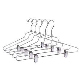 Quality Metal Skirt Hangers With Clips 100 Pack - Wire Pants Hangers With Swivel Hook - Heavy Duty for Jeans With Adjustable Metallic Clips - Ideal for Clothing (100, 16")