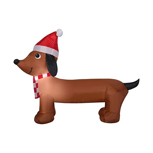Dachshund with Santa Hat and Scarf Christmas Inflatable by Gemmy.