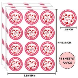 Uorybwanai Happy Valentine's Day Stickers,72PCS Valentine's Day Stickers 2Inch Valentines Day Tag Stickers,Valentines Day to from Stickers,Round Valentine Name Stickers Valentine Label Stickers for Wraping
