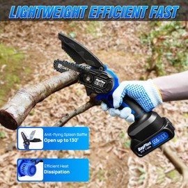 6 inch Mini Chainsaw,Brushless Powerful Chainsaw,600W Handheld Portable Cordless Electric Chain Saw with 21V Rechargeable Battery & 2 Chains,for Branch Pruning ShearsTree Trimming Wood Cutting