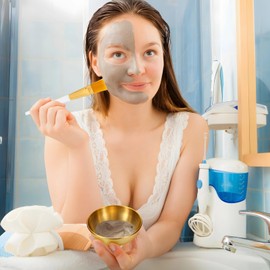 18 PCS Facial Beauty Kit, Golden Facial Bowls, Fan Brushes, Flat Brushes, Stainless Steel and Plastic, Estheticians Supplies for Home and Salon Use