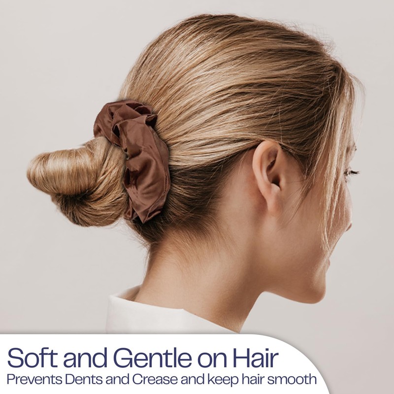 Celestial Silk Mulberry Silk Scrunchies for Hair (Oversized, Chocolate)