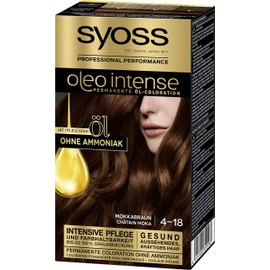 SYOSS Oleo Intense Permanent Oil Colouration 4-18 Mocha Brown with Nourishing Oil and Ammonia Free, Pack of 3 (3 x 115 ml)
