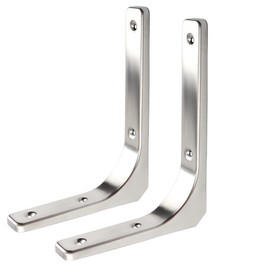 Homeme L-shaped Mount Bracket, Stainless Steel, Load Capacity 25-75KG, Set of 2, Wall Shelf Support Brackets with Screws, 15cm