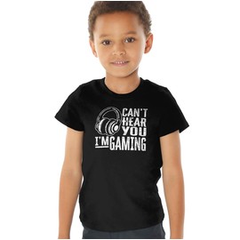 Popfunk Can't Hear You Gaming Kids T Shirt (3) for Toddler Boys and Girls, Black