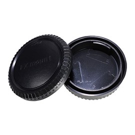 CamDesign Rear Lens Cap and Body Cap Set Compatible with Fuji X Mount Camera fits X-Pro1, X-E1, X-M1, X-A1, X-E2, and X-T1 Cameras and XF, XC Lenses
