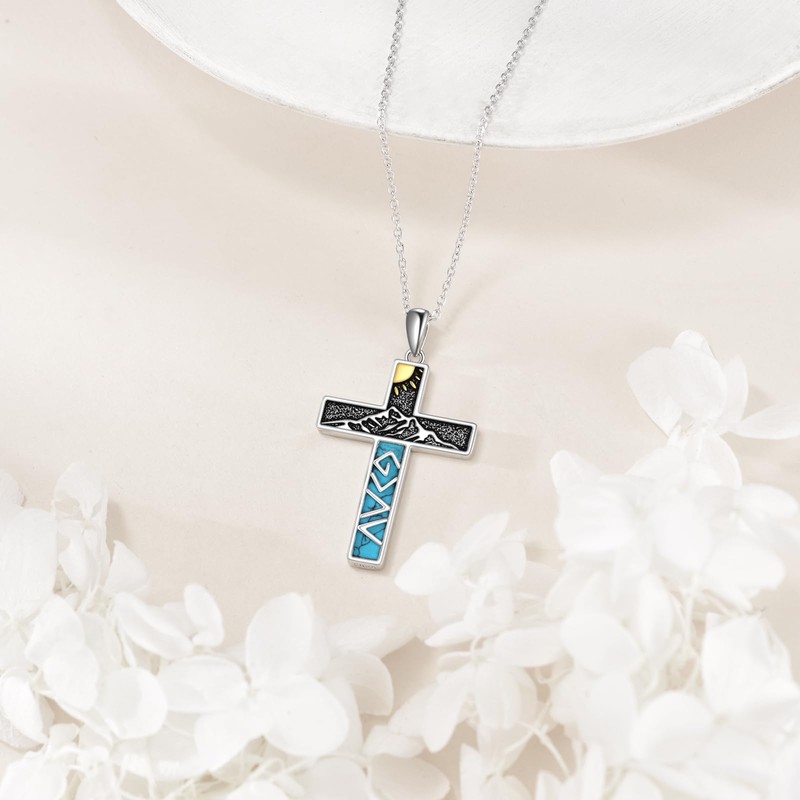 YONFQE Gott ist größer als Höhen und Tiefen, Halskette 925er