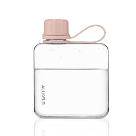 ALLKELR Portable Flat Water Bottle,BPA Free Reusable Tritan Plastic Travel Water Bottle Cup,Lightweight Leakproof Slim Water Bottle Fits Purse,Backpacking, Hiking (Pink, 10.8 oz)