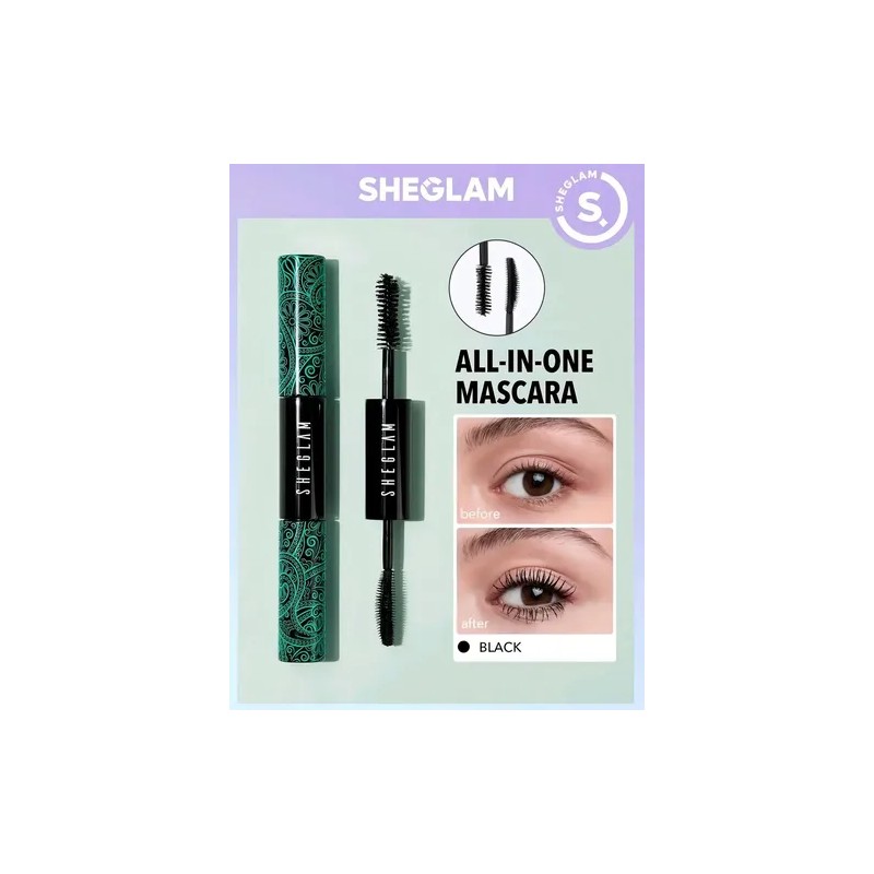 Máscara de Pestañas Sheglam All-In-One 24K, 2 en 1 Voluminizador