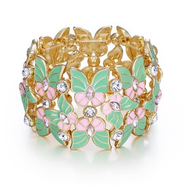 Clearine Women's Sparkle Crystal Emerald Cut Stretch Bangle for Wedding Guest Party Prom, Crystal