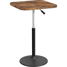 Bar Table, Height-Adjustable Pub Table 26.8-36.2 Inches, Cocktail Table with Base, Counter Height Table for Small Space, Easy to Assemble, Rustic Brown and Black BTHR5501