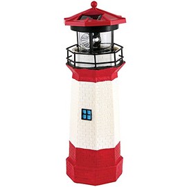 Jumbl JUMBLTM Solar Lighthouse with Rotating Lamp, Red, 11"