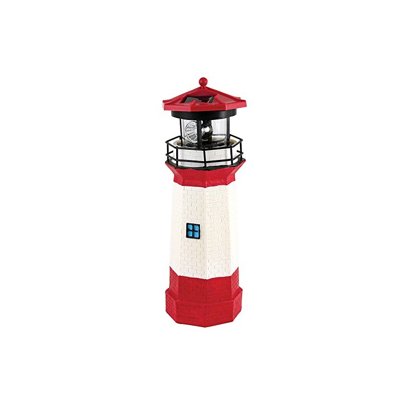 Jumbl JUMBLTM Solar Lighthouse with Rotating Lamp, Red, 11"