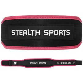 Stealth Sports 4-inch Weight Lifting Belt Self Locking Gym Belt Back Support Weightlifting Belt for Men Women Workout Deadlift Squats Olympic Bodybuilding Strength Training (Pink, M)