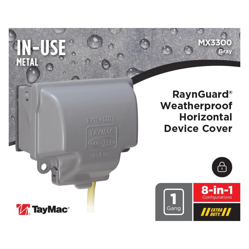 TayMac MX3300 RaynGuard Extra Duty Metal Weatherproof in-Use Cover, 1-Gang,