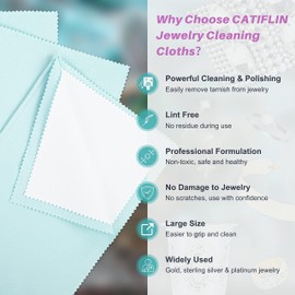 CATIFLIN 3pcs Multi-Layer Jewelry Cleaning Cloth, Large Polishing Cloth, 100% Cotton Jewelry Cleaning Cloth for Gold, Silver and Platinum Jewelry (Sea Blue, 10"X12")