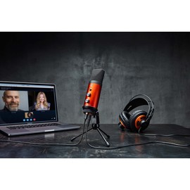 ESI cosMik uCast | USB Microphone, Cardioid Condenser Computer Microphone for Gaming, Streaming, Podcasting, 2m USB-C Cable, Mute Button, Built-in Headphone Jack, Gain Control, USB Mic for PC & Mac