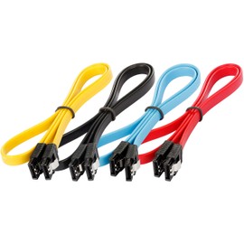 Poppstar Pack of 4 SATA 3 HDD SSD Data Cables with Straight Connector Clip, Up to 6 GB/s - 0.5m