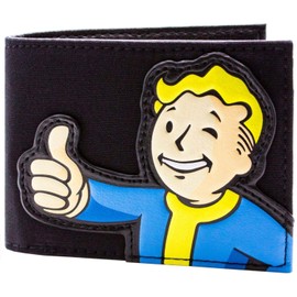Fallout Vault Boy Thumbs Up! Fabric Wallet Bi-Fold ID & Card Holder, Black