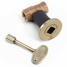 HPC Fire 1/2-Inch Straight Gas Fire Pit Shut Off Valve Kit (MSAB), Antique Brass Flange and Key