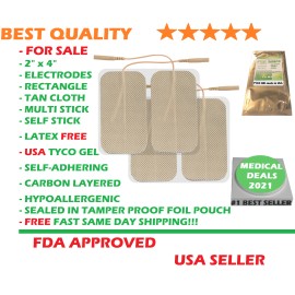 PREMU 20 Reusable LARGE 2" x 4" Tan Cloth ELECTRODE Pads for Chattanooga TENS & E-Stim